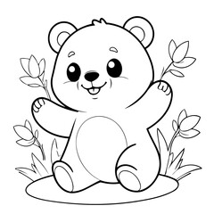 Cute vector illustration Bear doodle for children worksheet