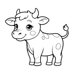 Vector illustration of a cute Cow doodle for toddlers worksheet