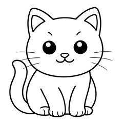 Cute vector illustration Cat drawing for kids page