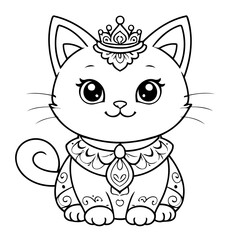 Cute vector illustration Cat for kids coloring activity page