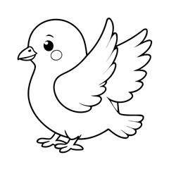 Simple vector illustration of Dove drawing for toddlers coloring activity