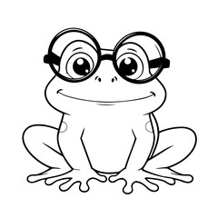 Vector illustration of a cute Frog doodle for toddlers colouring page