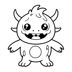 Cute vector illustration Monster drawing colouring activity