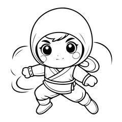 Cute vector illustration Ninja hand drawn for kids page