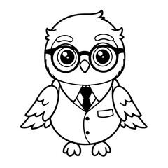 Vector illustration of a cute Owl drawing for kids colouring page