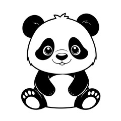 Vector illustration of a cute panda doodle drawing for kids page © meastudios