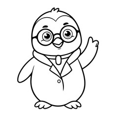 Vector illustration of a cute Penguin drawing for toddlers colouring page
