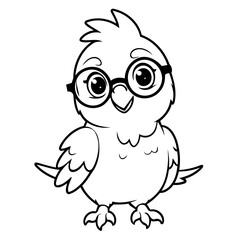 Vector illustration of a cute parrot drawing for toddlers colouring page
