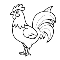 Cute vector illustration rooster for children colouring activity