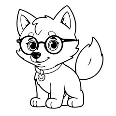 Vector illustration of a cute Wolf doodle for kids coloring worksheet