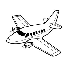 Simple vector illustration of airplane hand drawn for kids page