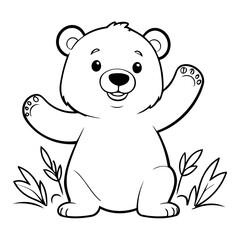 Vector illustration of a cute Bear drawing for colouring page