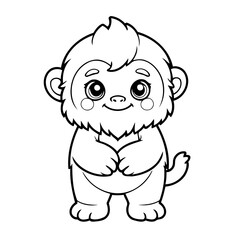 Vector illustration of a cute Yeti doodle for kids colouring page