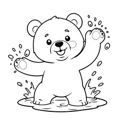 Obraz premium Simple vector illustration of Bear drawing for kids colouring page