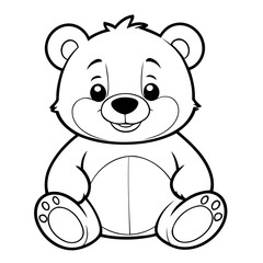 Fototapeta premium Simple vector illustration of Bear outline for colouring page