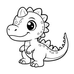 Cute vector illustration Dino drawing for toddlers colouring page
