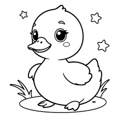 Cute vector illustration duck for children colouring activity