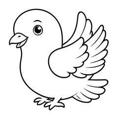 Cute vector illustration Dove drawing for kids colouring activity