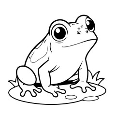 Vector illustration of a cute Frog doodle for kids colouring page