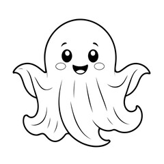 Vector illustration of a cute Ghost drawing for kids page
