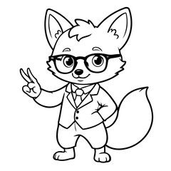 Cute vector illustration Fox colouring page for kids