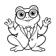Cute vector illustration Frog drawing for children page