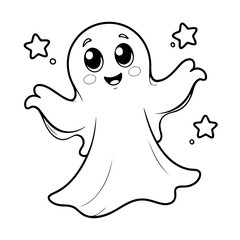 Simple vector illustration of Ghost drawing for kids page