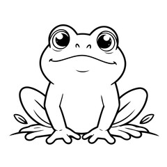 Cute vector illustration Frog drawing for colouring page