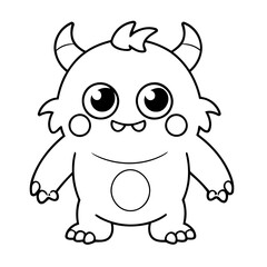 Vector illustration of a cute Monster drawing colouring activity