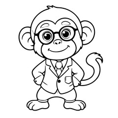 Cute vector illustration Monkey drawing for toddlers book