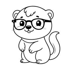 Simple vector illustration of Otter for kids colouring worksheet