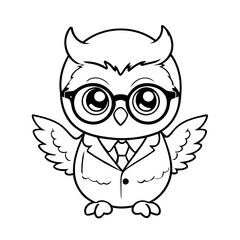 Simple vector illustration of Owl colouring page for kids