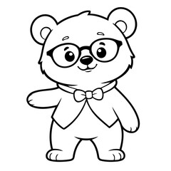 Simple vector illustration of Bear for kids coloring page