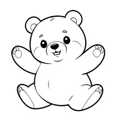 Fototapeta premium Simple vector illustration of Bear drawing for toddlers colouring page