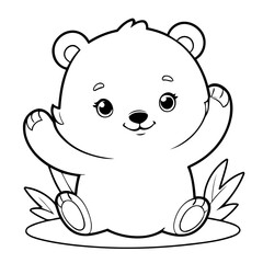 Fototapeta premium Simple vector illustration of Bear drawing for toddlers book
