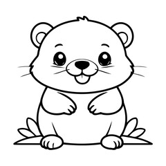 Obraz premium Vector illustration of a cute beaver drawing for kids page