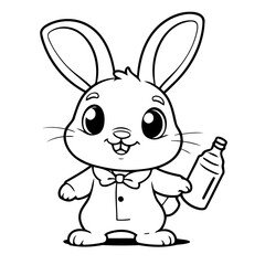 Cute vector illustration Bunny drawing for kids colouring page