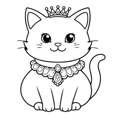 Simple vector illustration of Cat drawing for kids page