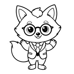 Simple vector illustration of Fox hand drawn for toddlers