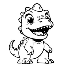 Cute vector illustration Dino hand drawn for kids coloring page