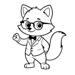 Vector illustration of a cute Fox doodle for kids coloring worksheet