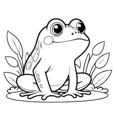 Cute vector illustration Frog doodle for toddlers coloring activity