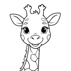 Simple vector illustration of Giraffe drawing for kids page
