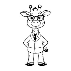 Vector illustration of a cute Giraffe doodle for children worksheet