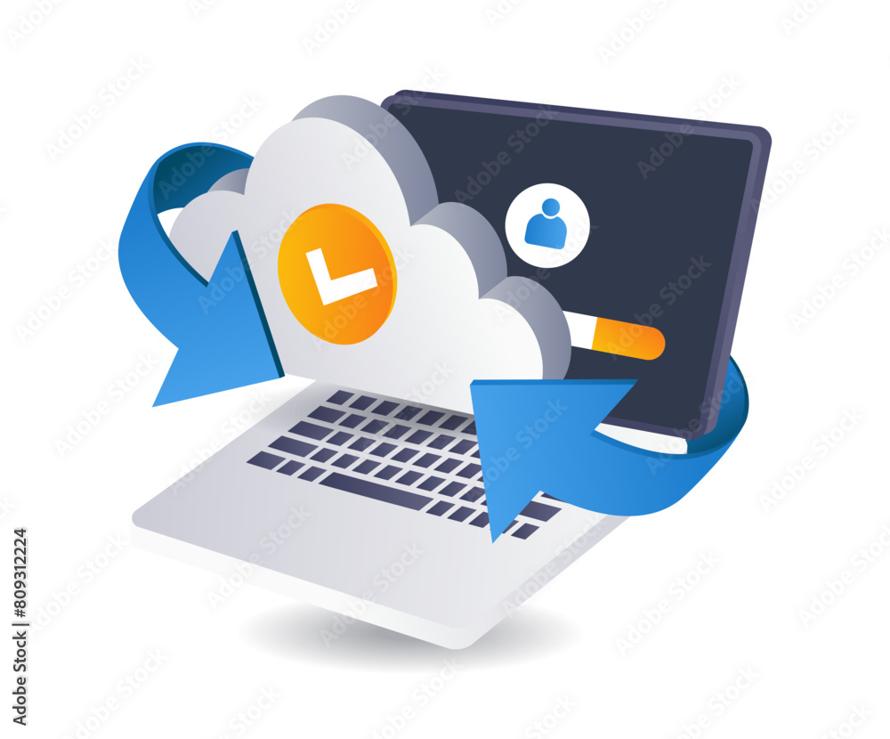 Poster personal data cloud server technology infographic 3d illustration flat isometric
