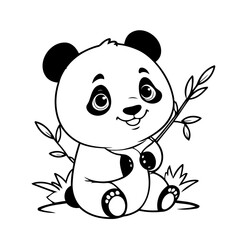 Simple vector illustration of Panda drawing for children page