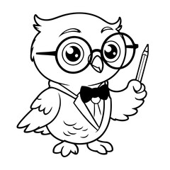 Cute vector illustration Owl drawing for children page