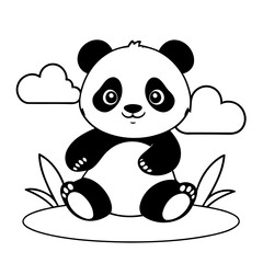 Vector illustration of a cute Panda doodle for kids coloring worksheet