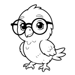 Vector illustration of a cute parrot doodle for toddlers colouring page