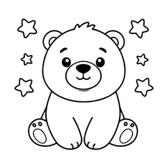 Simple vector illustration of PolarBear for kids coloring page